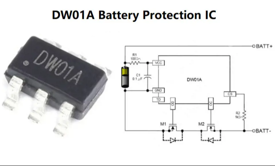 DW01A バッテリー保護 IC 回路、データシート、代替品および動作